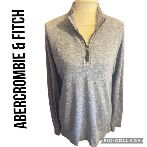 Abercrombie & Fitch Long Sleeve Half Zip Gray Pullover Sweater Size Small - Picture 1 of 9